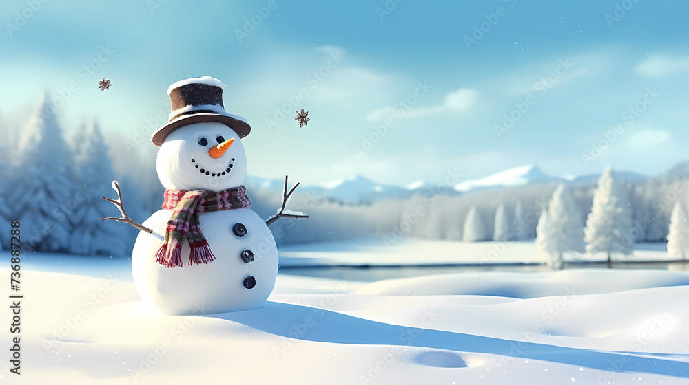 Obraz premium Happy moments with Christmas snowman