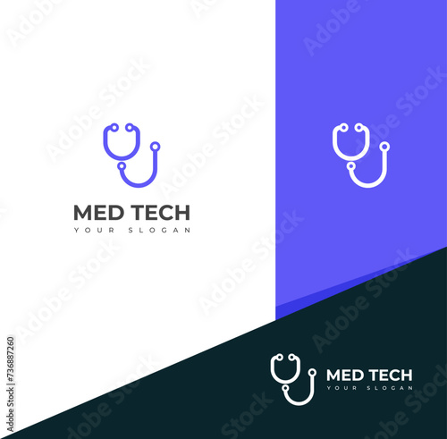 Creative Med Tech Logo Design Vector Template icon.