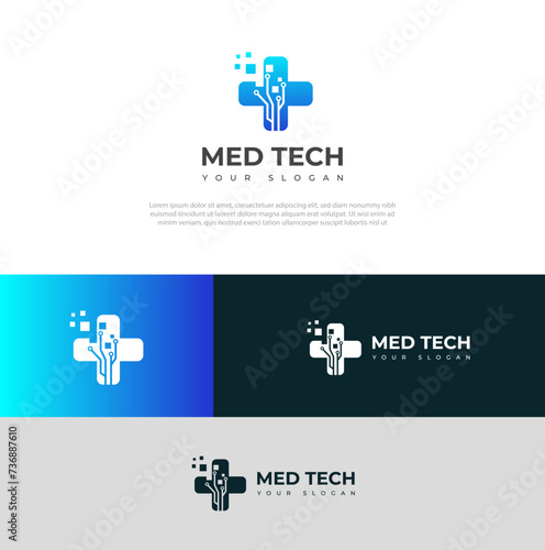 Creative Med Tech Logo Design Vector Template icon.