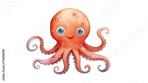 octopus cartoon illustration isolated on a white background