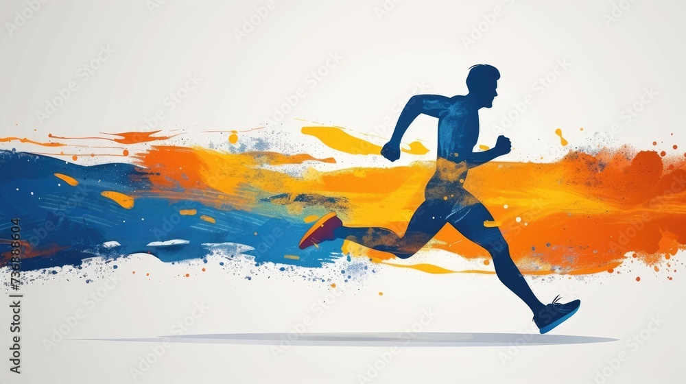 Naklejka premium flat logo of Vector running man illustration vector