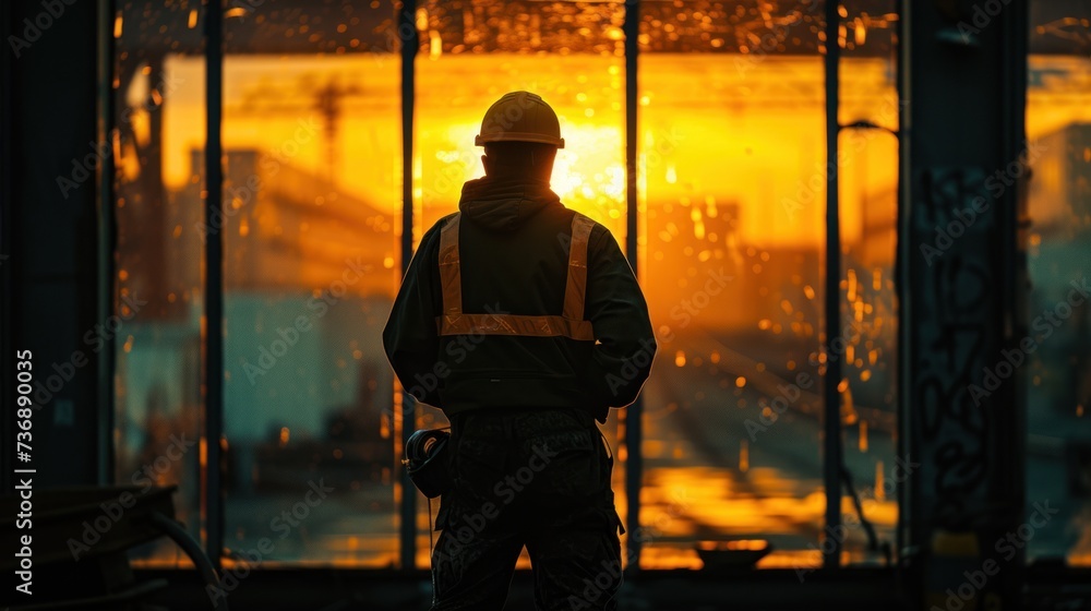 Silhouette People heavy industrial sector construction worker, Silhouette People heavy industrial sector construction worker,