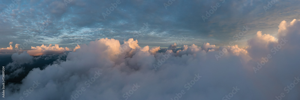 Clouds and morning sky or Doi Dam Viewpoint on the mountain full of fog in sea of clouds at dawn, Wiang Haeng district, Chiang Mai Thailand Asian, Sky above clouds,