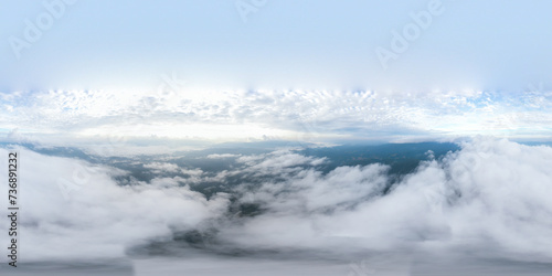 Clouds and morning sky or Doi Dam Viewpoint on the mountain full of fog in sea of clouds at dawn, Wiang Haeng district, Chiang Mai Thailand Asian, Sky above clouds, © AU USAnakul+