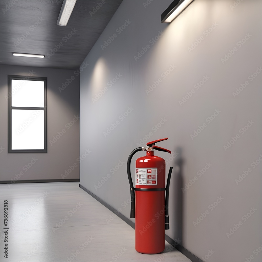 fire extinguisher on the wall, office space fire extinguisher on the wall, office space