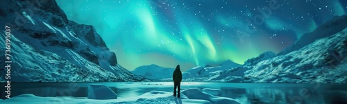 Man watching the northern lights 