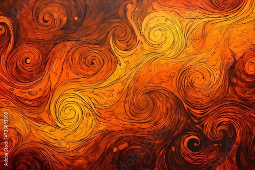 Whimsical and Vibrant Orange Swirls Forming an Abstract and Captivating Artistic Backdrop, Generative AI