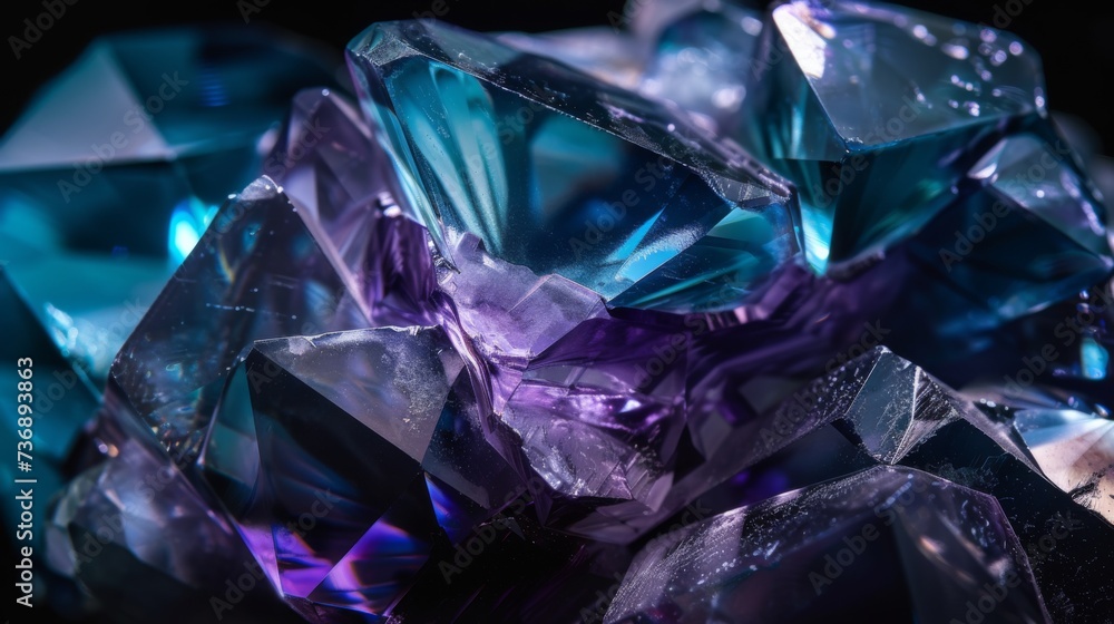 Luxurious dark diamond in deep purple tones. Closeup of precious transparent crystal. Brilliant diamond facets Luxurious dark diamond in deep purple tones. Closeup of precious transparent crystal. Brilliant diamond facets