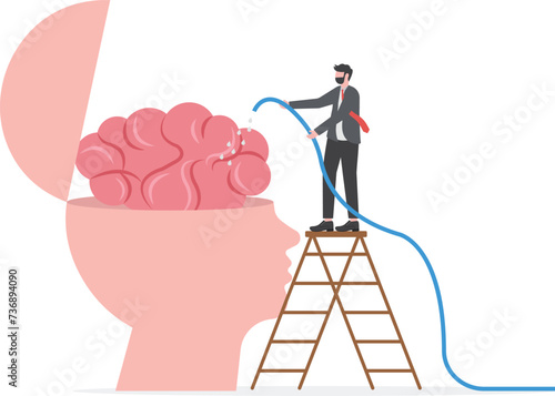 Brain wash by medias or advertising information, make someone to believe, manipulate thought, control how people think concept,

