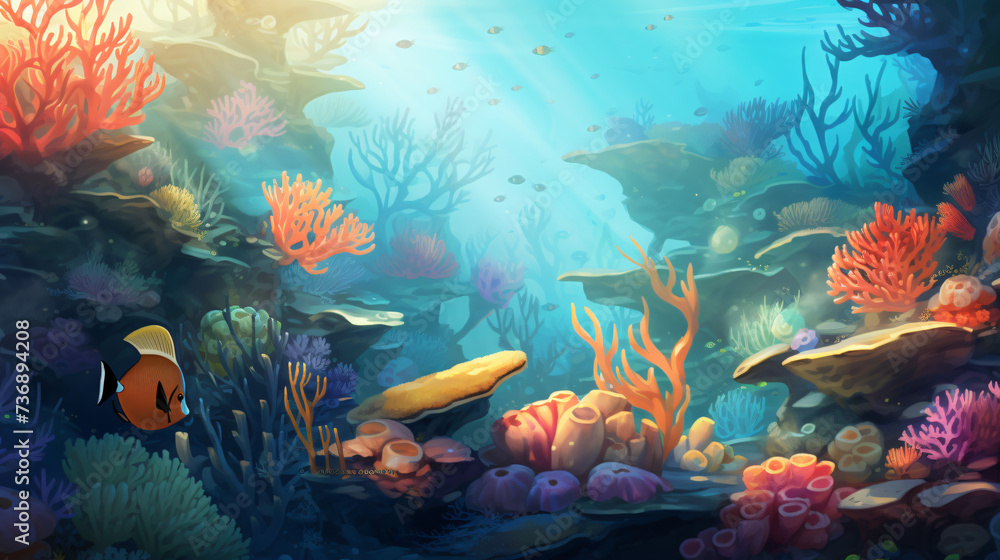 The coral reef - illustration for the children.