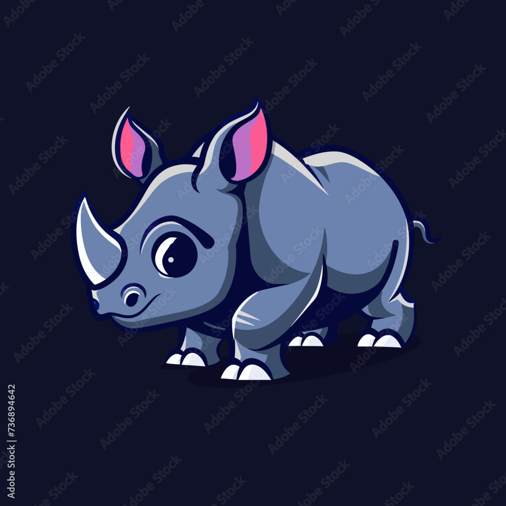 cartoon animal logo, Rhino