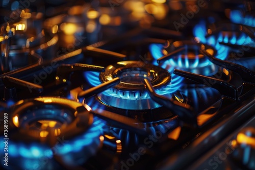 Gas stove, gas burner, cooking stove. Slight incorrect gas air distribution pr mixture. © LivroomStudio