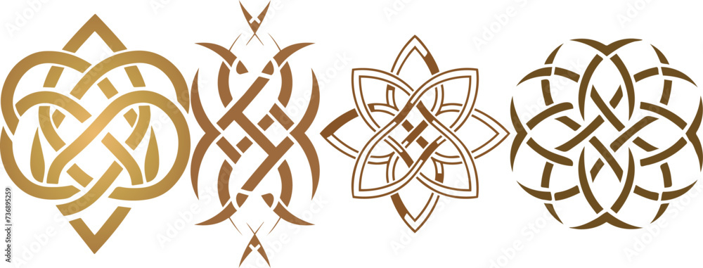 Assorted Celtic Knot Patterns in Warm Tones Assorted Celtic Knot Patterns in Warm Tones