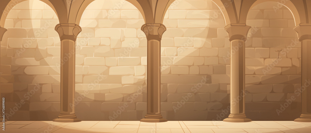 Vector background or texture: An ancient arcade. - obrazy, fototapety, plakaty 