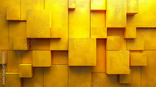 Vibrant 3D Yellow Wall Art: Modern Geometric Interior Design Inspiration