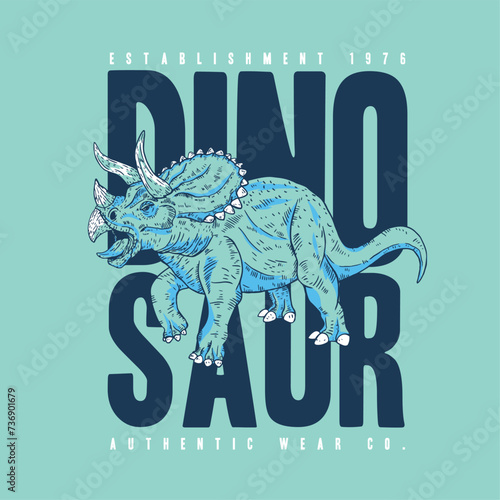 wild dinosaur drawing for tee print design