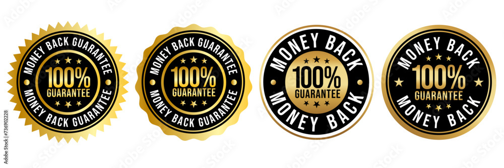 100% Money back Guaranteed, trust badge vector design, money back logo design.