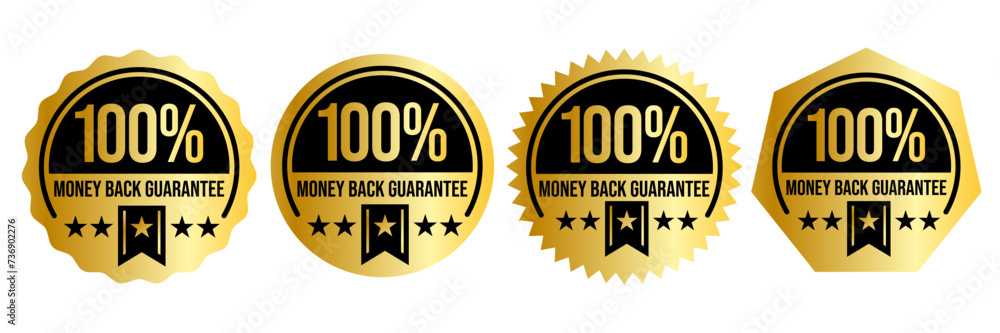 100% Money back Guaranteed, trust badge vector design, money back logo design. 100% Money back Guaranteed, trust badge vector design, money back logo design.