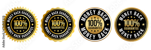 100% Money back Guaranteed, trust badge vector design, money back logo design.