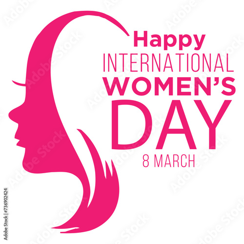 Happy Women's Day March 8 greeting card. Background template for International Women's Day. Vector illustration.