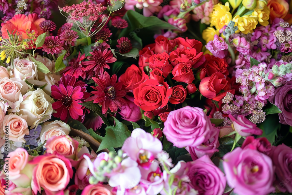 Arrangement of Flower Bouquets. Exuding Rich Colors and Fragrance.