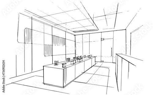 interior design sketches Inside the product store. , Graphic assembly in architecture and interior design work. ,Sketch ideas for interior or exterior designs.