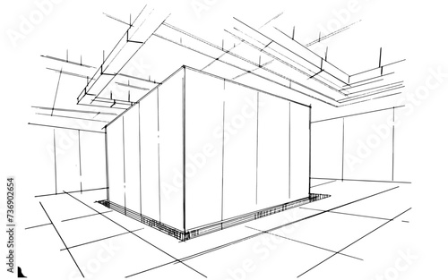 Drawing exterior and interior architectural lines. , Graphic assembly in architecture and interior design work. ,Sketch ideas for interior or exterior designs.