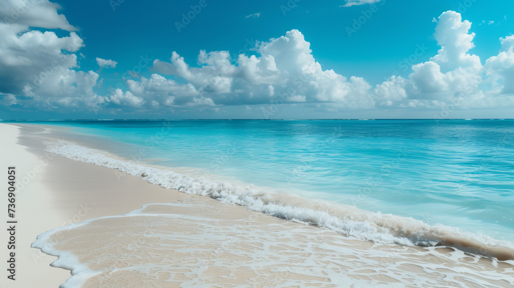 Fototapeta premium Pristine beachfront embodying tranquility and untouched beauty, AI Generative.