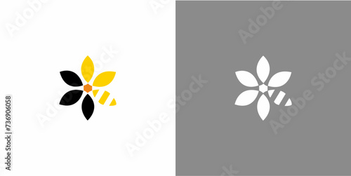 decorative minimalist bee flower logo