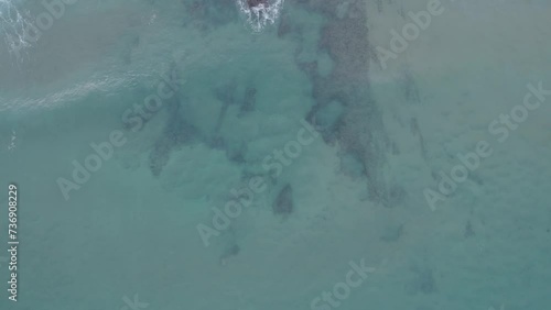 Drone Aerial Atlantic Ocean Seascape and Coastline Cliffs Top Down View, Texture Background Clip, Shot in Sagres, Algarve Destination Region, Portugal.