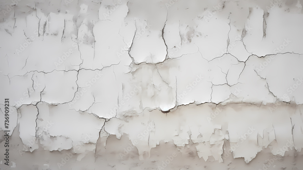 Obraz premium Detailed view of cracked and peeling pastel paint on wall