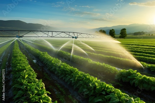 Precision irrigation systems and agricultural practices contributing to the efficient use of water in agriculture. photo