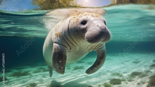 Florida manatee in clear water © Lubos Chlubny