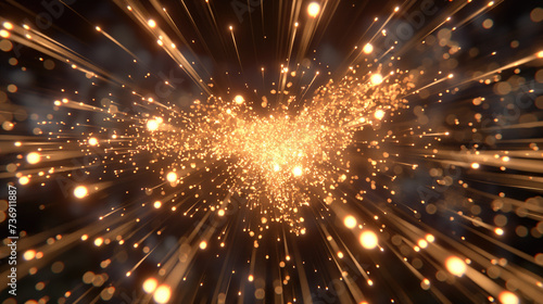 Dynamic Visual, Fiery Display, Fast Exploding Particles with Glowing Sparks, Generative AI