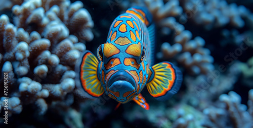 Colorful tropical fish on the coral reef of the Red Sea.Close up of a colorful fish in the Red Sea  Egypt.