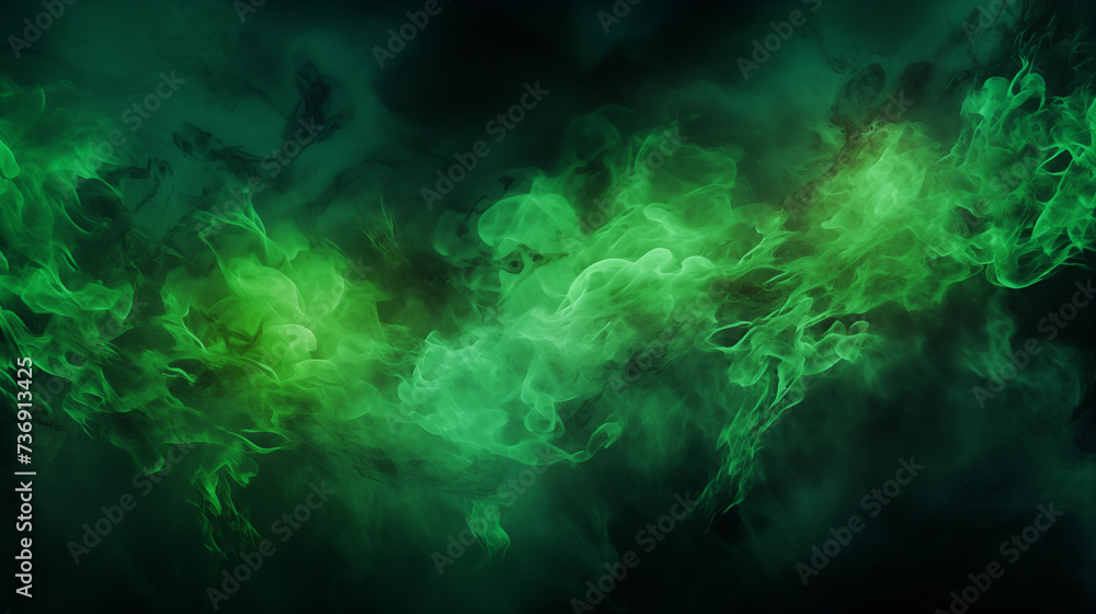 Obraz premium green smoke fire background with ashes floating around