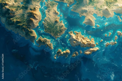 High-definition stock photo of an alien world from space, with unique land formations and oceans, inspiring wonder about the unknown.