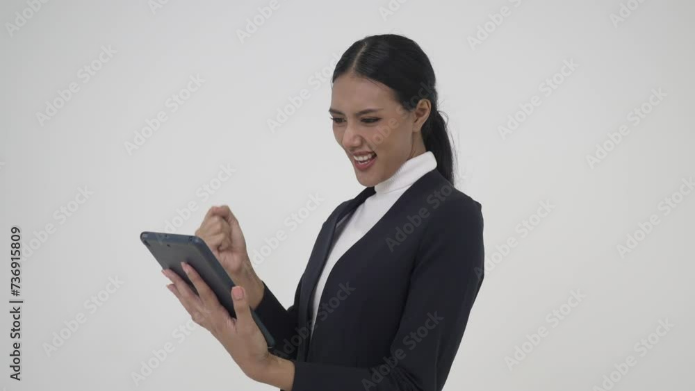 White collar worker show positive emotion on white background. White collar worker show positive emotion on white background.
