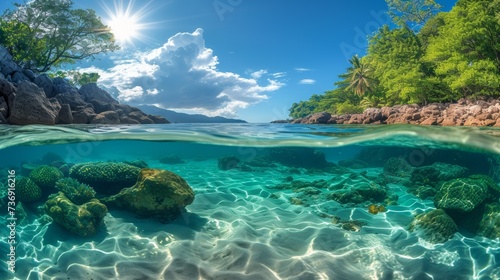 Tropical Island Split View Underwater © Custom Media