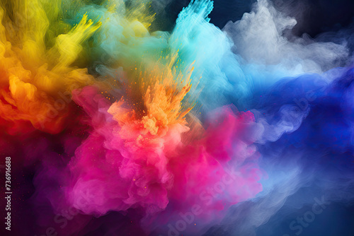 colorfull background of smoke  holy powder. mixed rainbow powder. concept of make-up  decorative cosmetics