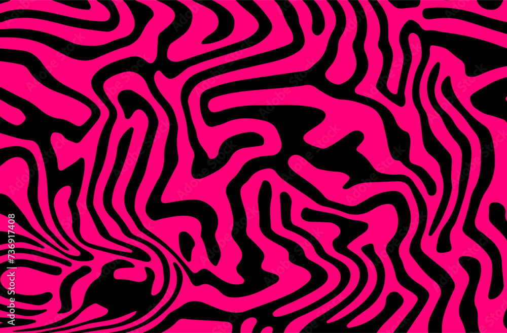 Fototapeta premium Black and pink abstract geometric distorted pattern. Psychedelic op art style.