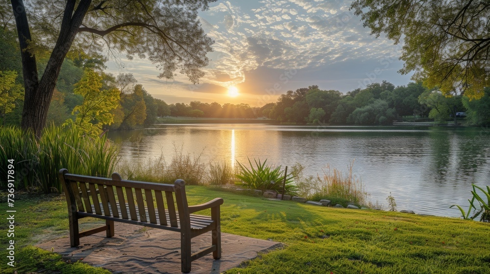 A tranquil lake setting the perfect backdrop for a creative writing retreat for retirees looking to expand their literary horizons. - obrazy, fototapety, plakaty 