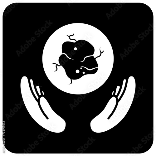 Oncology icon black and white flat vector illustration