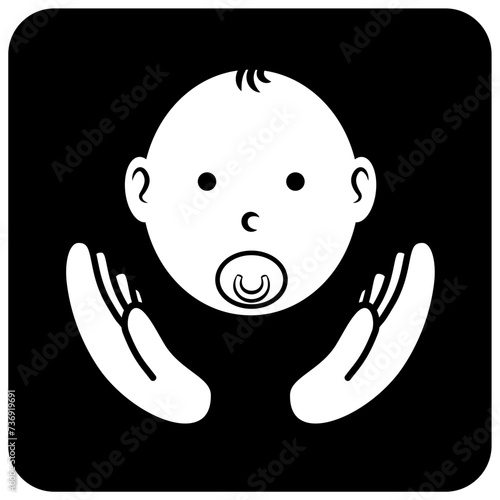 Pediatrics icon black and white flat vector illustration