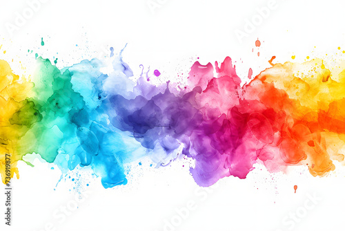 White background with colorful paint splashes and ink drops, featuring various shapes and colors in an artistic illustration