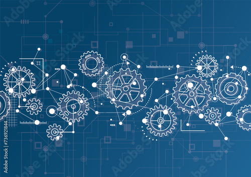 Abstract gear wheel mechanism background. Machine technology. Vector illustration