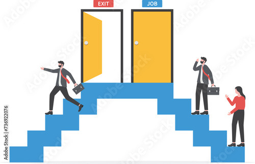 Robot vs. human employee worker . Artificial intelligence, man replacement, future jobless vector concept vector illustrator
