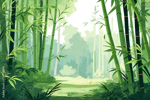 a painting of a path through a bamboo forest photo