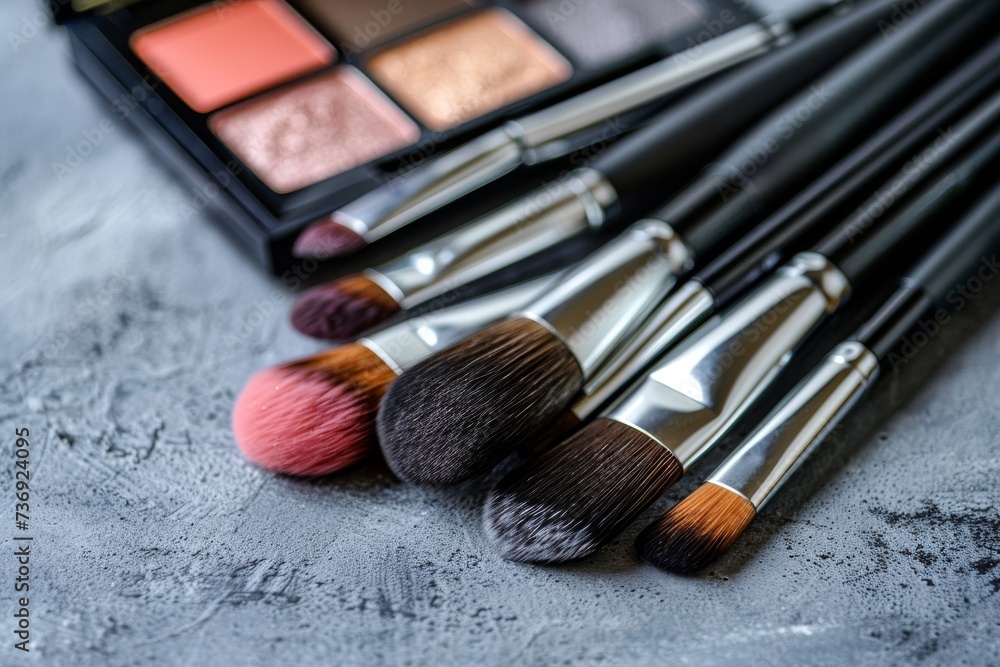 close-up of different makeup brushes on a table close-up of different makeup brushes on a table