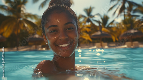 young adult woman on tropic...